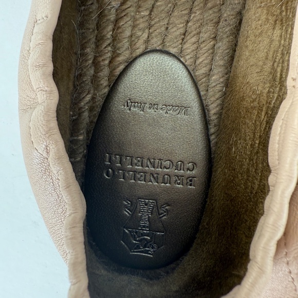 Brunello Cucinelli Light Beige Monili Leather Flat Espadrilles 38.5 8.5 - Picture 9 of 12